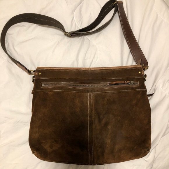 Coach Brown Suede Messenger Style Shoulder Bag - Picture 2 of 4